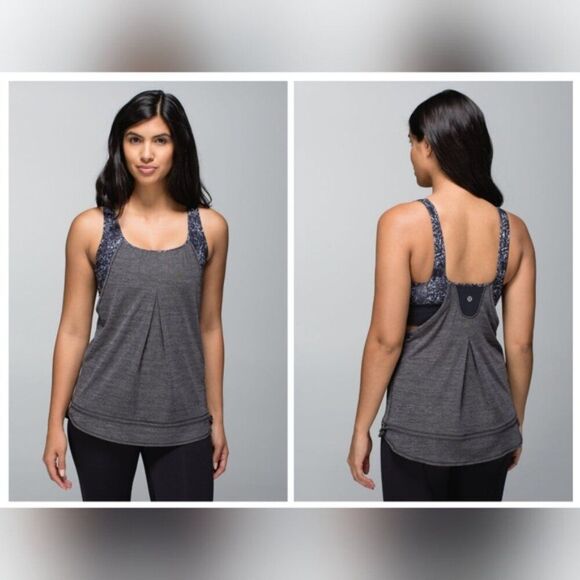 Lululemon Run Times Tank- Women's Size 8- W1F18S Heathered Black/Rocky Road - Picture 1 of 7